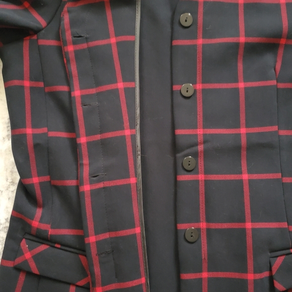NorthStyle Women's Navy Blue Blazer with Red window Pane Plaid print Sz XL EUC - Picture 9 of 15